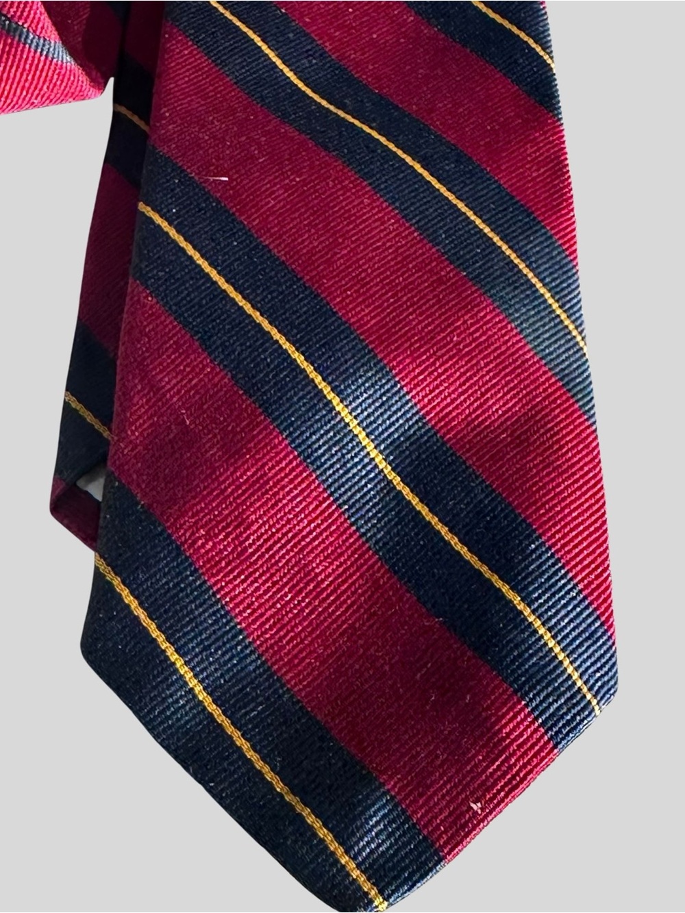 Vintage Brooks Brothers Red, Navy and Gold Striped Silk Tie